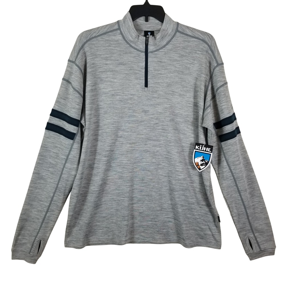 Kuhl Revel 1/4 Zip Merino Wool Pullover Sweater Grey Navy Mens XXL 3015 NWT